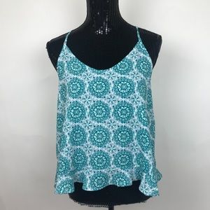 Nordstrom Lush Tank Top NWT Teal White Paisley L